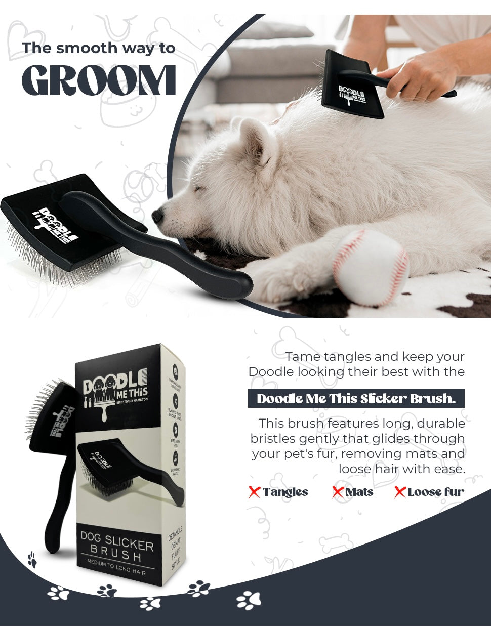 Doodle Me This Kingston and Hamilton Slicker Brush – Grooming Tool for Goldendoodles, Poodles, & Doodle Breeds | Tangle-Free & Gentle Care