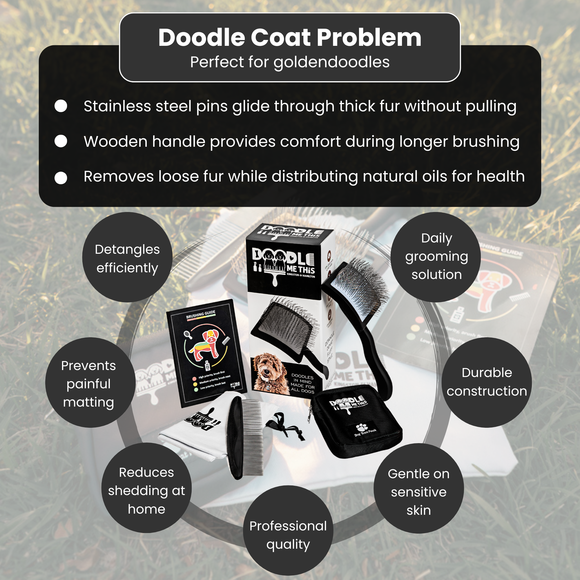 Doodle Me This Kingston and Hamilton Slicker Brush – Grooming Tool for Goldendoodles, Poodles, & Doodle Breeds | Tangle-Free & Gentle Care