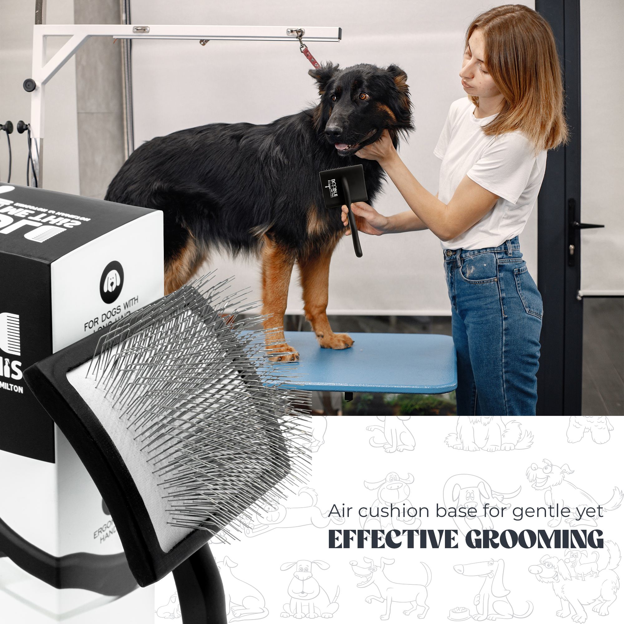 Doodle Me This Kingston and Hamilton Slicker Brush – Grooming Tool for Goldendoodles, Poodles, & Doodle Breeds | Tangle-Free & Gentle Care